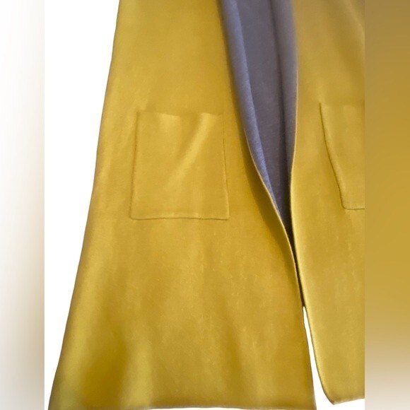 Cardigan Sweater by Rain Yellow & Grey long Hooded sleeveless Pockets NWOT Lg - Picture 8 of 8